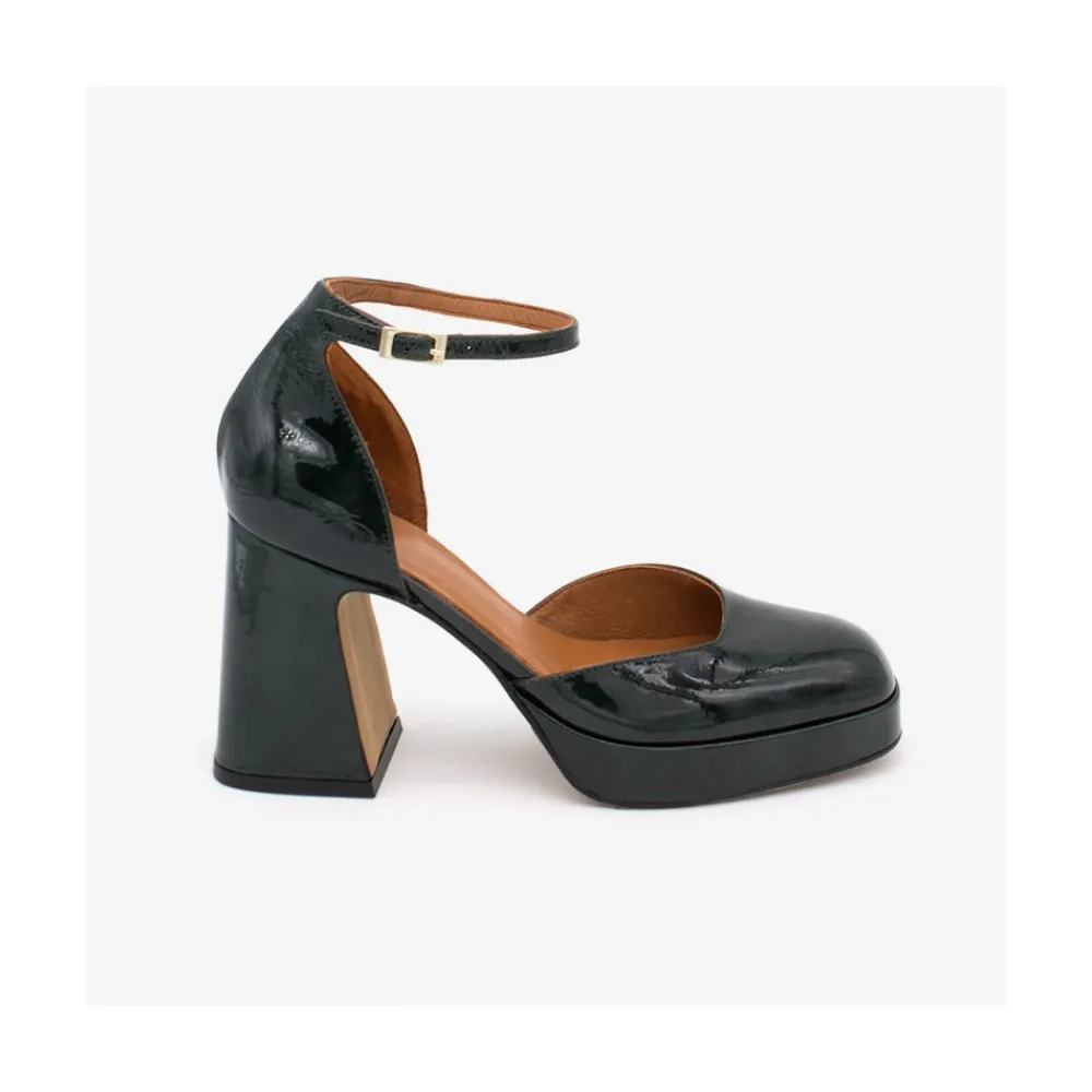 ANGEL ALARCON Afra - Patent Leather Ankle Strap D Orsay With Block Heel And Platform<Vrouwen Heeled Shoes
