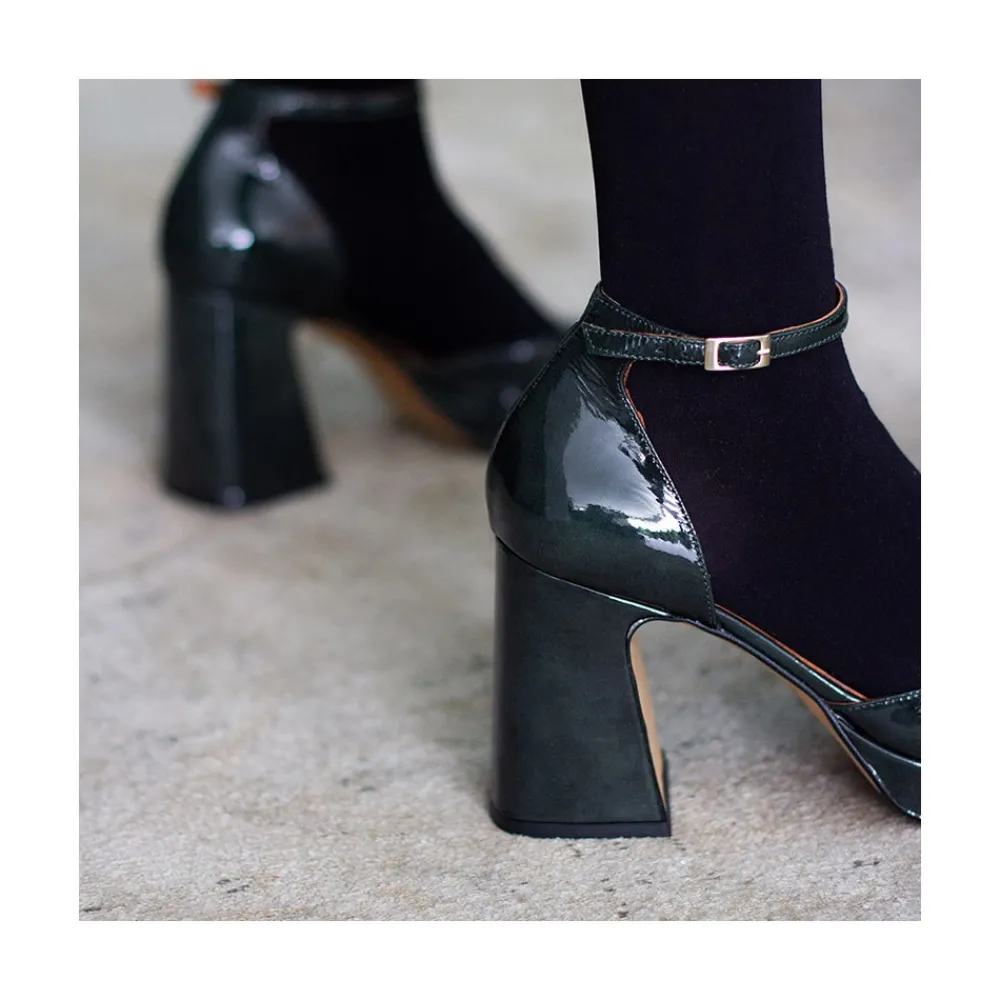 ANGEL ALARCON Afra - Patent Leather Ankle Strap D Orsay With Block Heel And Platform<Vrouwen Heeled Shoes