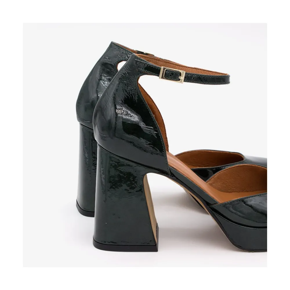 ANGEL ALARCON Afra - Patent Leather Ankle Strap D Orsay With Block Heel And Platform<Vrouwen Heeled Shoes