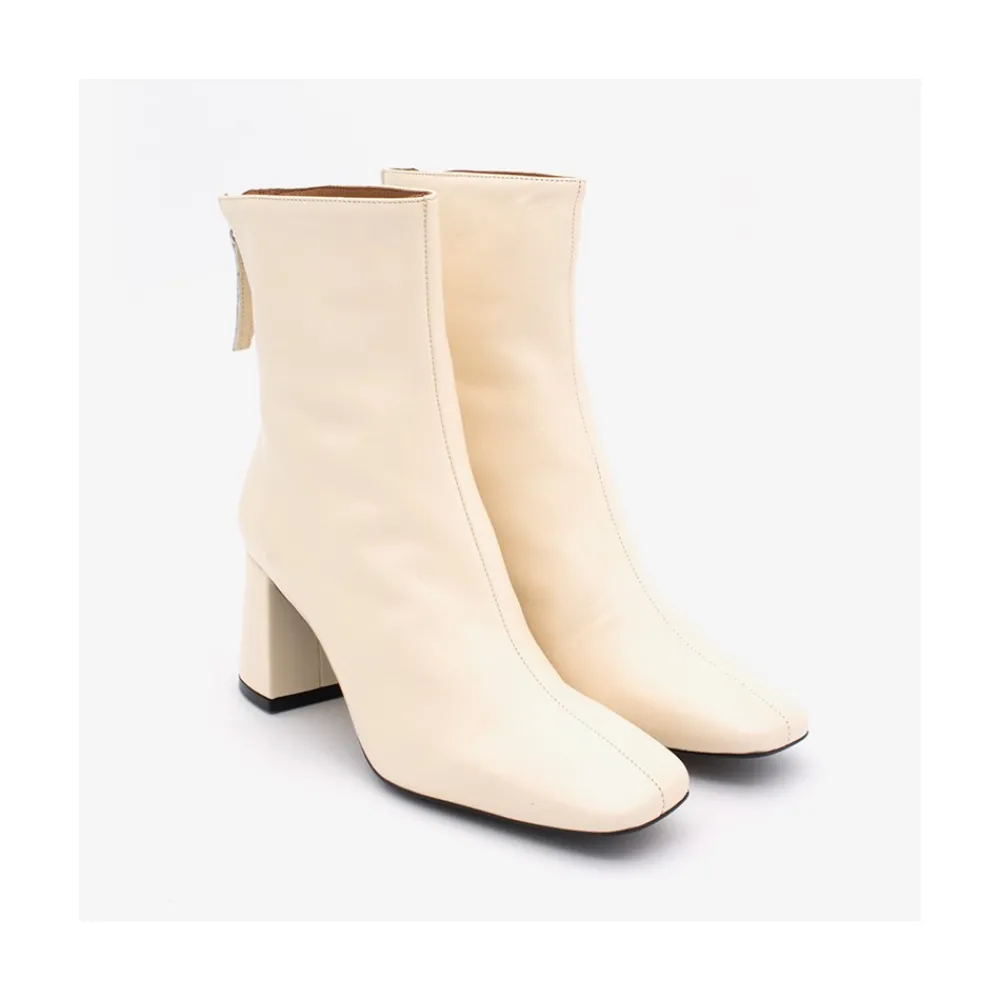 ANGEL ALARCON Aland - Women S Square Toe Leather Booties, Wide Heel And Zip<Vrouwen Boots And Booties