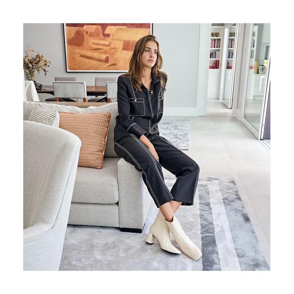 ANGEL ALARCON Aland - Women S Square Toe Leather Booties, Wide Heel And Zip<Vrouwen Boots And Booties