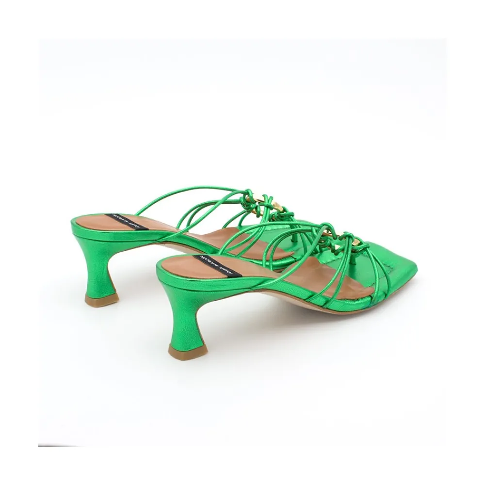 ANGEL ALARCON Alexia - Metallized Leather Strappy Sandals With Padded Insole<Vrouwen Sandals
