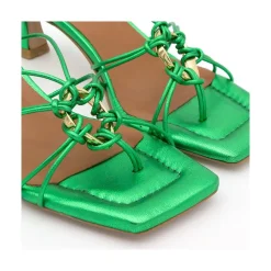 ANGEL ALARCON Alexia - Metallized Leather Strappy Sandals With Padded Insole<Vrouwen Sandals
