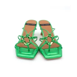 ANGEL ALARCON Alexia - Metallized Leather Strappy Sandals With Padded Insole<Vrouwen Sandals