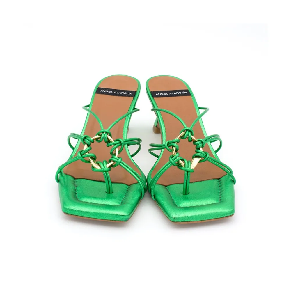 ANGEL ALARCON Alexia - Metallized Leather Strappy Sandals With Padded Insole<Vrouwen Sandals
