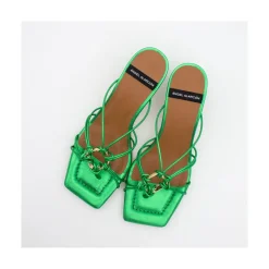 ANGEL ALARCON Alexia - Metallized Leather Strappy Sandals With Padded Insole<Vrouwen Sandals