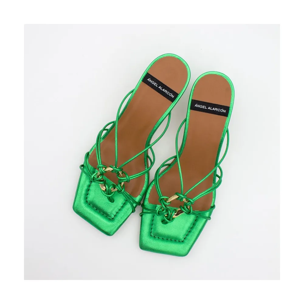 ANGEL ALARCON Alexia - Metallized Leather Strappy Sandals With Padded Insole<Vrouwen Sandals
