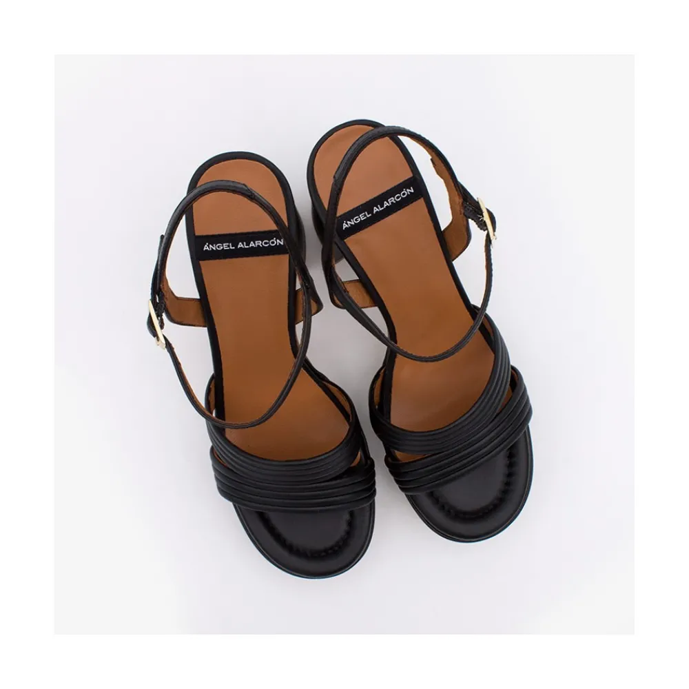 ANGEL ALARCON Amber - Strap Leather Sandals With Block High Heel & Platform<Vrouwen Heeled Shoes