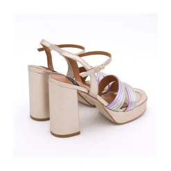 ANGEL ALARCON Amber - Strap Metallized Combi Leather With Block High Heel & Platform<Vrouwen Metallized Shoes