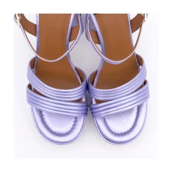 ANGEL ALARCON Amber - Strap Metallized Combi Leather With Block High Heel & Platform<Vrouwen Metallized Shoes