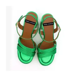 ANGEL ALARCON Amber - Strap Metallized Leather Sandals With Block High Heel & Platform<Vrouwen Metallized Shoes