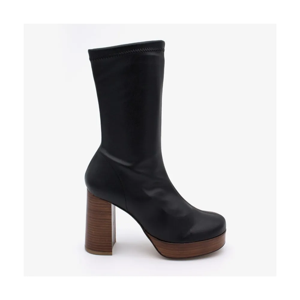 ANGEL ALARCON Anderson - Women S Leather Ankle Boots With Wood High Heel & Platform<Vrouwen Heeled Shoes