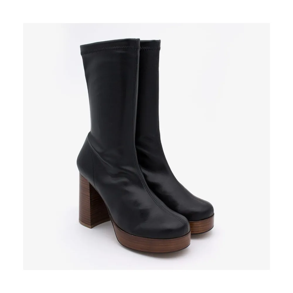 ANGEL ALARCON Anderson - Women S Leather Ankle Boots With Wood High Heel & Platform<Vrouwen Heeled Shoes