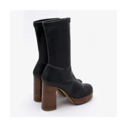 ANGEL ALARCON Anderson - Women S Leather Ankle Boots With Wood High Heel & Platform<Vrouwen Heeled Shoes