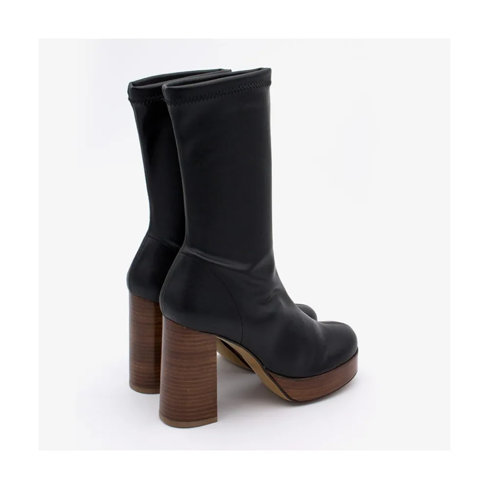 ANGEL ALARCON Anderson - Women S Leather Ankle Boots With Wood High Heel & Platform<Vrouwen Heeled Shoes