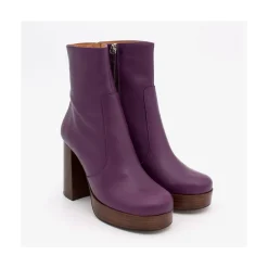 ANGEL ALARCON Cadeo - Women S Leather Ankle Boots With Wood High Heel & Platform<Vrouwen Heeled Shoes