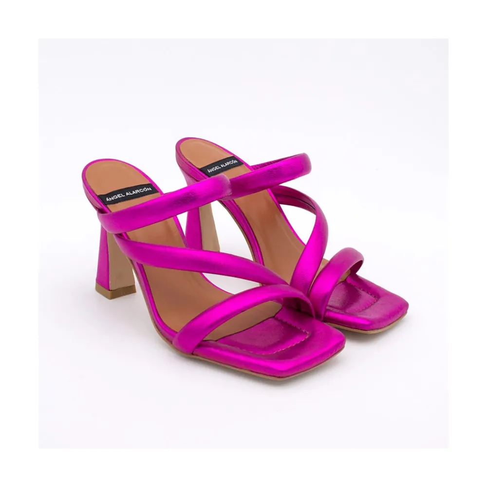 ANGEL ALARCON Cameron - Metallized Padded Straps Sandals With High Heel<Vrouwen Metallized Shoes