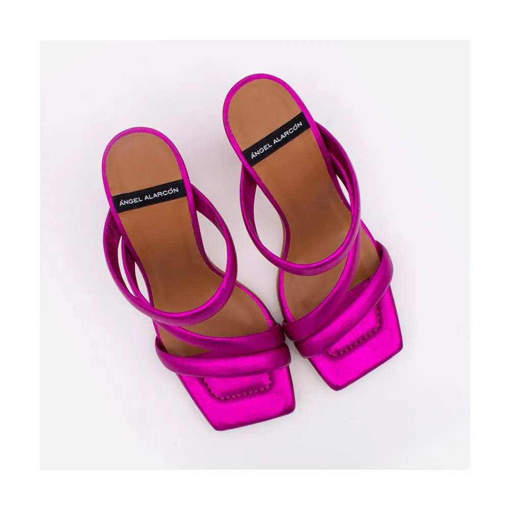 ANGEL ALARCON Cameron - Metallized Padded Straps Sandals With High Heel<Vrouwen Metallized Shoes