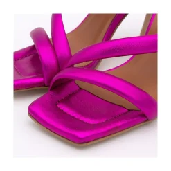 ANGEL ALARCON Cameron - Metallized Padded Straps Sandals With High Heel<Vrouwen Metallized Shoes