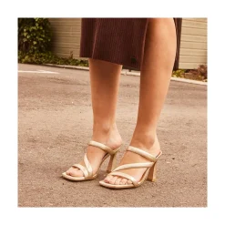 ANGEL ALARCON Cameron - Metallized Padded Straps Sandals With High Heel<Vrouwen Metallized Shoes