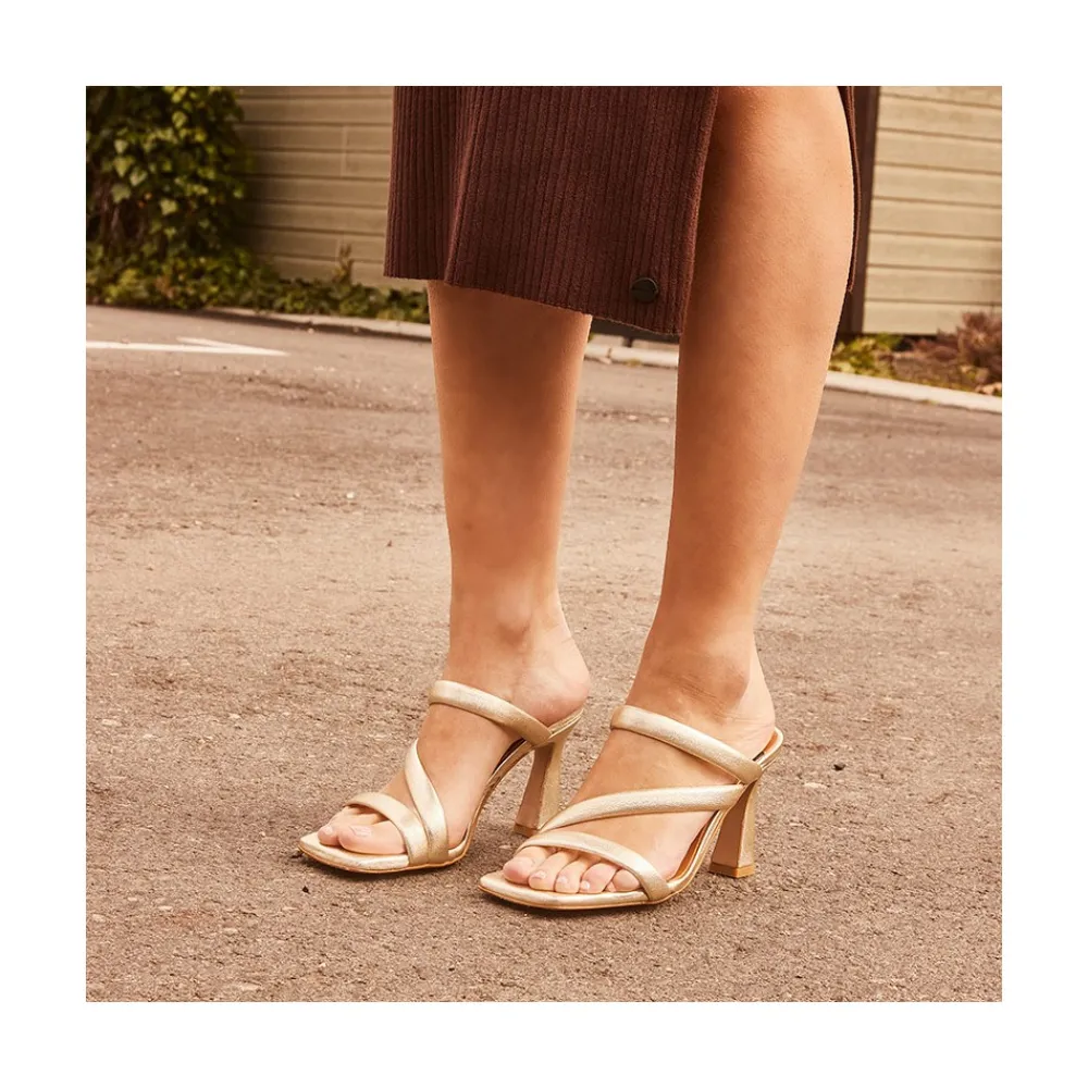 ANGEL ALARCON Cameron - Metallized Padded Straps Sandals With High Heel<Vrouwen Metallized Shoes