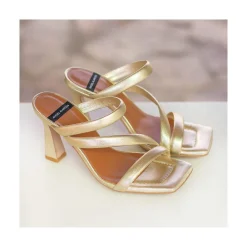 ANGEL ALARCON Cameron - Metallized Padded Straps Sandals With High Heel<Vrouwen Metallized Shoes