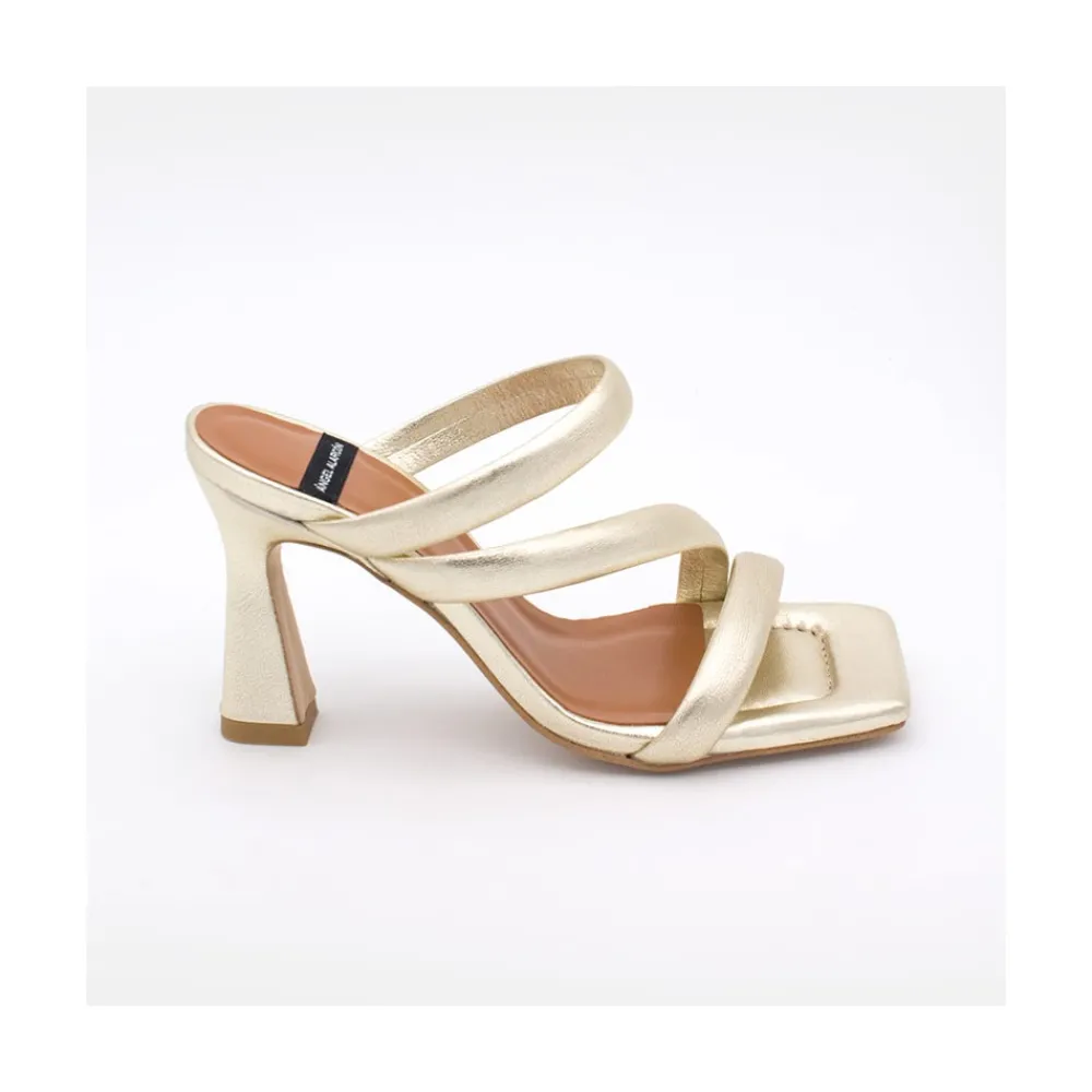 ANGEL ALARCON Cameron - Metallized Padded Straps Sandals With High Heel<Vrouwen Metallized Shoes
