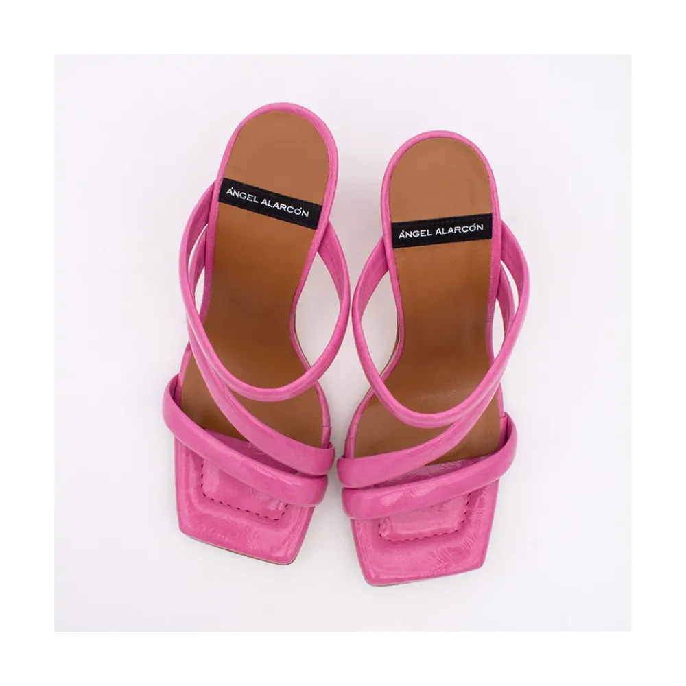 ANGEL ALARCON Cameron - Shiny Leather Padded Straps Sandals With High Heel<Vrouwen Sandals