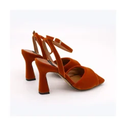 ANGEL ALARCON Carine - Velvet Heeled Ankle Strap Sandals<Vrouwen Last Units