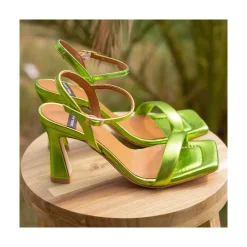 ANGEL ALARCON Carole - Heeled Women S Metallized Leather Sandals<Vrouwen Metallized Shoes
