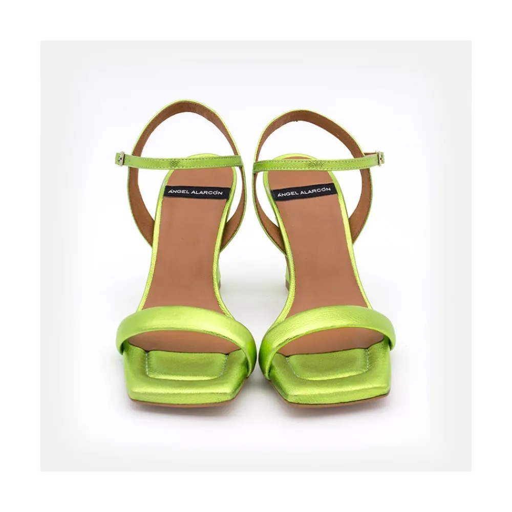 ANGEL ALARCON Carole - Heeled Women S Metallized Leather Sandals<Vrouwen Metallized Shoes