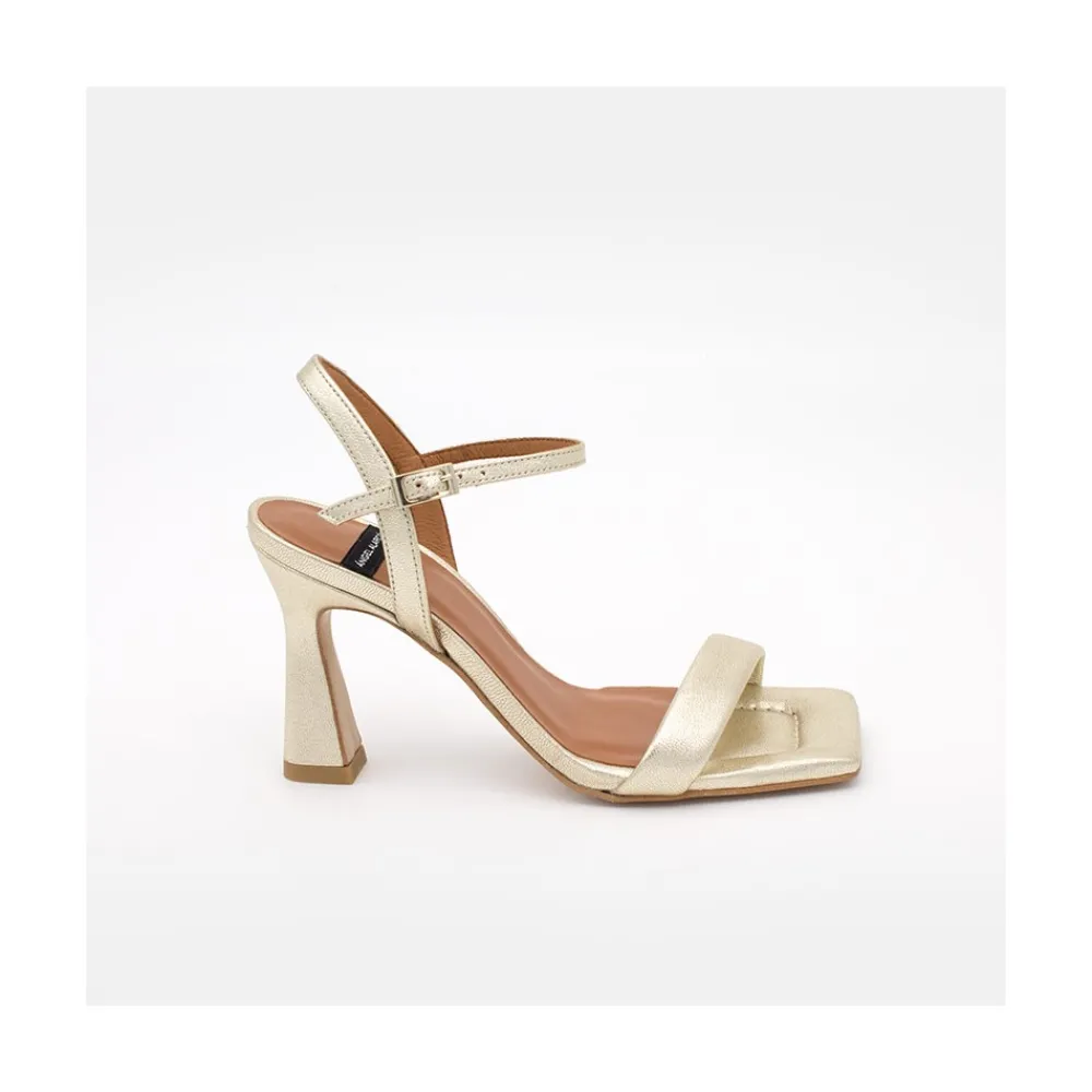 ANGEL ALARCON Carole - Heeled Women S Metallized Leather Sandals<Vrouwen Metallized Shoes