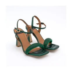ANGEL ALARCON Carole Gem - Heeled Women S Leather Sandals With Sparkling Crystals<Vrouwen Metallized Shoes