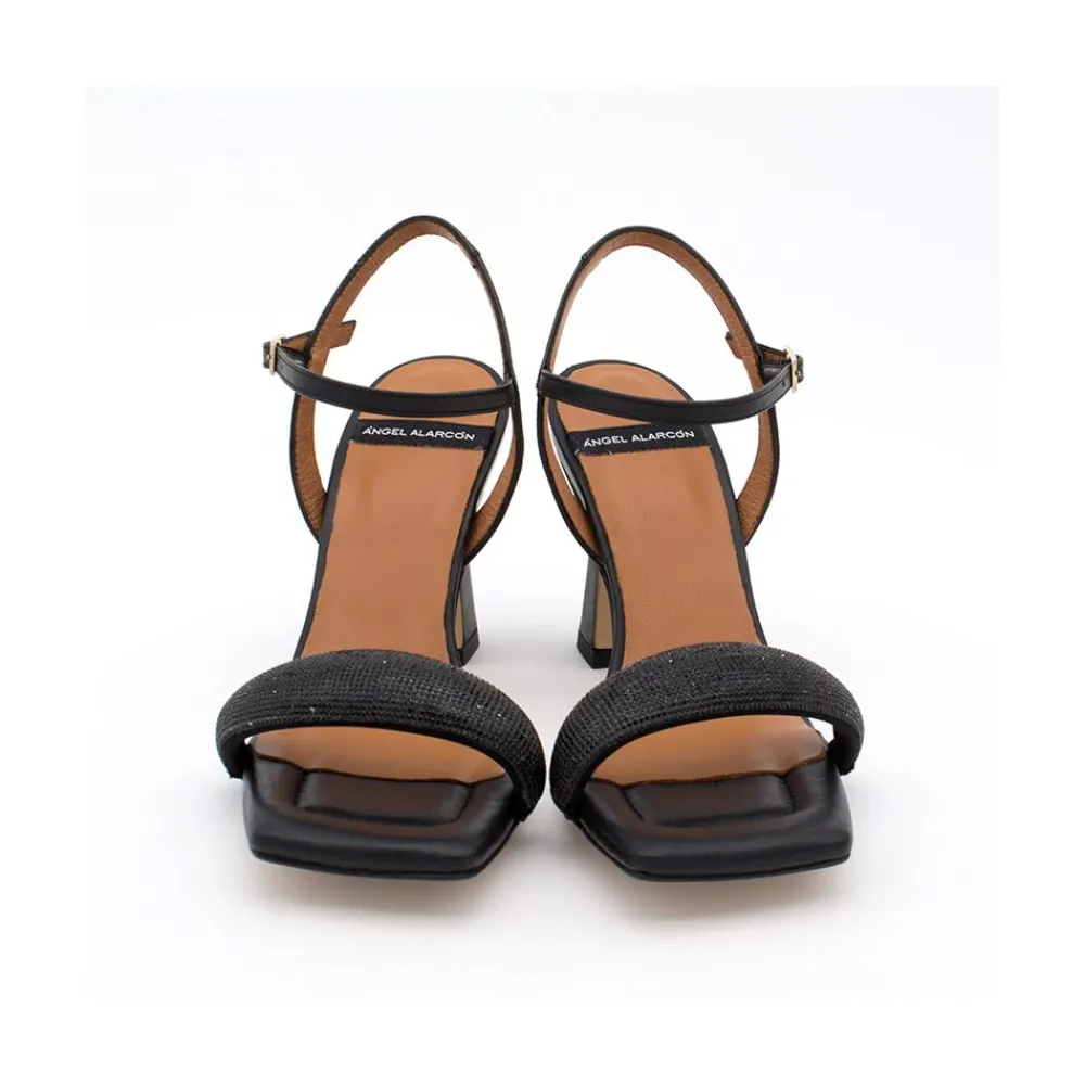 ANGEL ALARCON Carole Gem - Heeled Women S Leather Sandals With Sparkling Crystals<Vrouwen Metallized Shoes