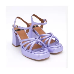 ANGEL ALARCON Estefan - Metallized Leather Padded Sandals With Block Heel & Platforms<Vrouwen Last Units
