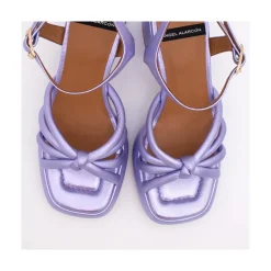 ANGEL ALARCON Estefan - Metallized Leather Padded Sandals With Block Heel & Platforms<Vrouwen Last Units