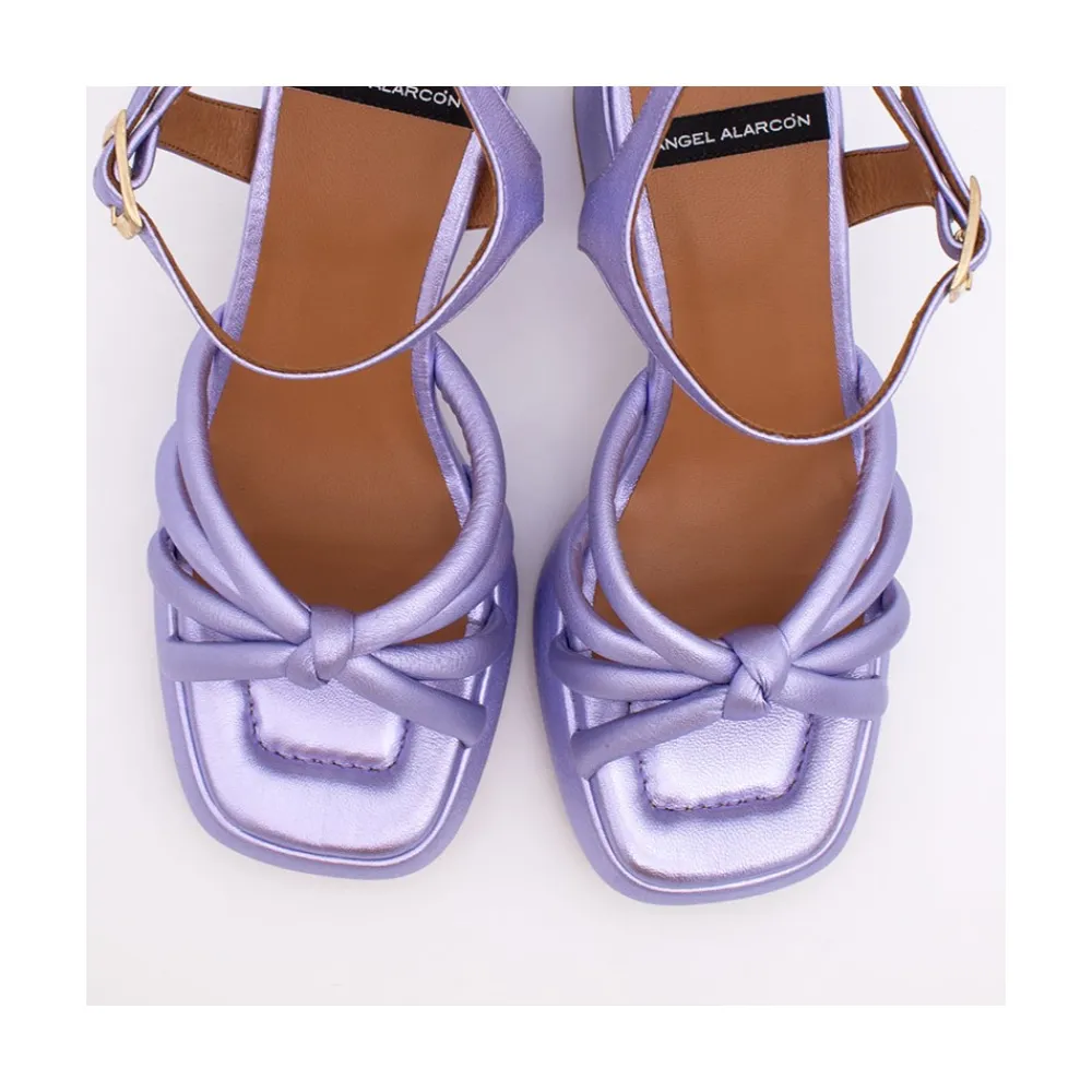 ANGEL ALARCON Estefan - Metallized Leather Padded Sandals With Block Heel & Platforms<Vrouwen Last Units