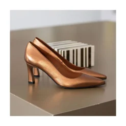 ANGEL ALARCON Febe - Metallized Leather Stiletto With Medium Heel<Vrouwen Metallized Shoes