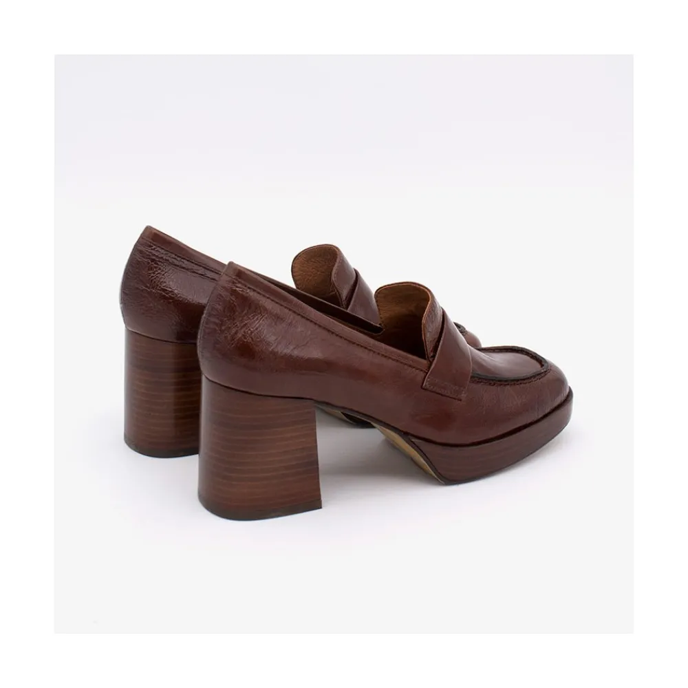 ANGEL ALARCON Gadea - Women S Leather Mocassin With Wood Heel & Platform<Vrouwen Moccasins