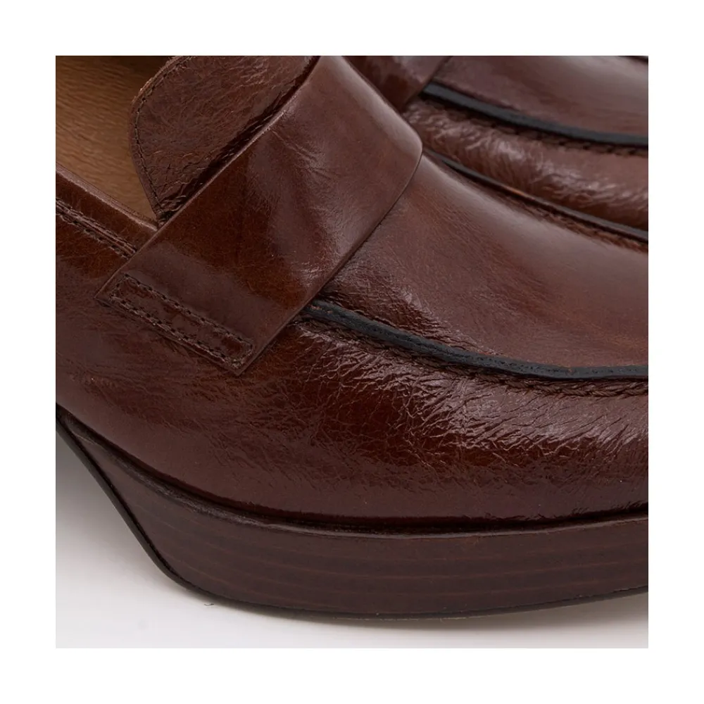 ANGEL ALARCON Gadea - Women S Leather Mocassin With Wood Heel & Platform<Vrouwen Moccasins