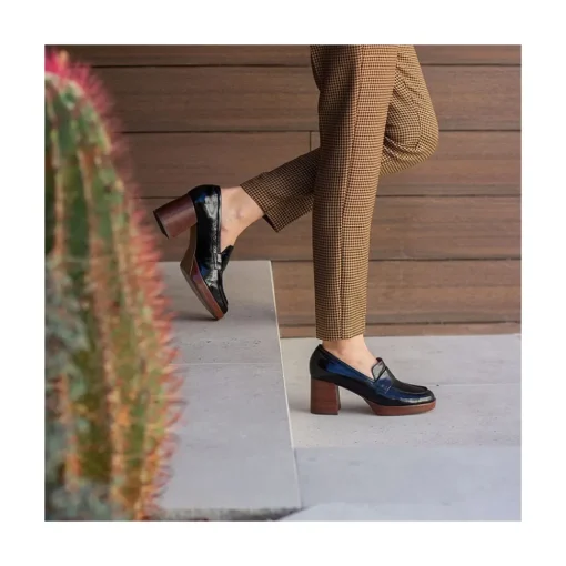 ANGEL ALARCON Gadea - Women S Leather Mocassin With Wood Heel & Platform<Vrouwen Moccasins