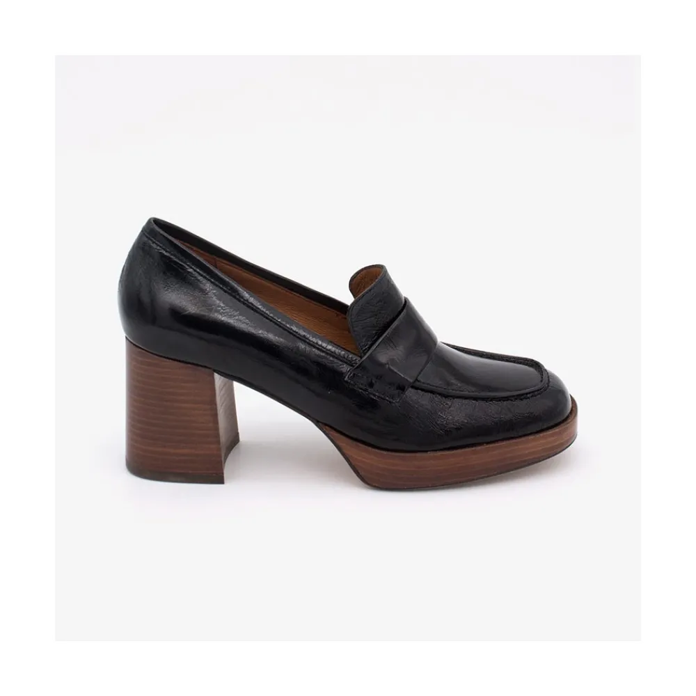 ANGEL ALARCON Gadea - Women S Leather Mocassin With Wood Heel & Platform<Vrouwen Moccasins