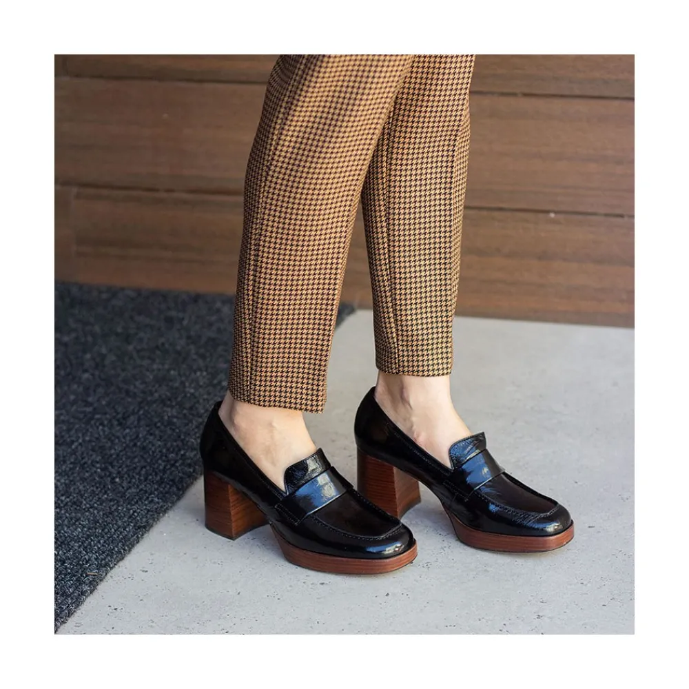 ANGEL ALARCON Gadea - Women S Leather Mocassin With Wood Heel & Platform<Vrouwen Moccasins