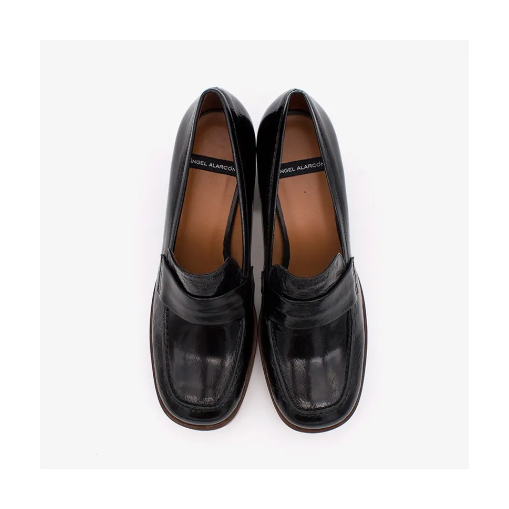 ANGEL ALARCON Gadea - Women S Leather Mocassin With Wood Heel & Platform<Vrouwen Moccasins