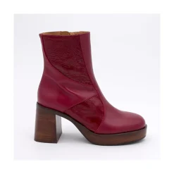 ANGEL ALARCON Ingrid - Leather Ankle Boots With Wood Block Heel & Platform<Vrouwen Last Units