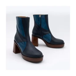 ANGEL ALARCON Ingrid - Leather Ankle Boots With Wood Block Heel & Platform<Vrouwen Last Units