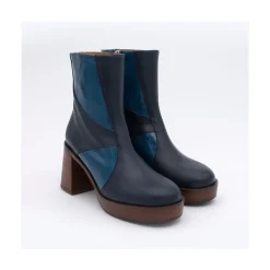 ANGEL ALARCON Ingrid - Leather Ankle Boots With Wood Block Heel & Platform<Vrouwen Last Units