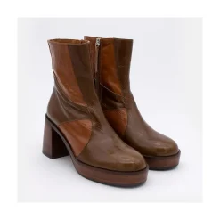 ANGEL ALARCON Ingrid - Shiny Leather Ankle Boots With Wood Block Heel & Platform<Vrouwen Last Units
