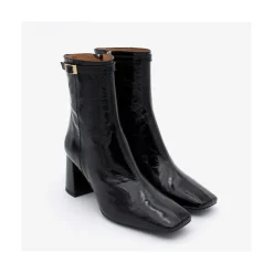 ANGEL ALARCON Jantar - Heeled Shiny Leather Booties With Square Toe & Zipper<Vrouwen Boots And Booties