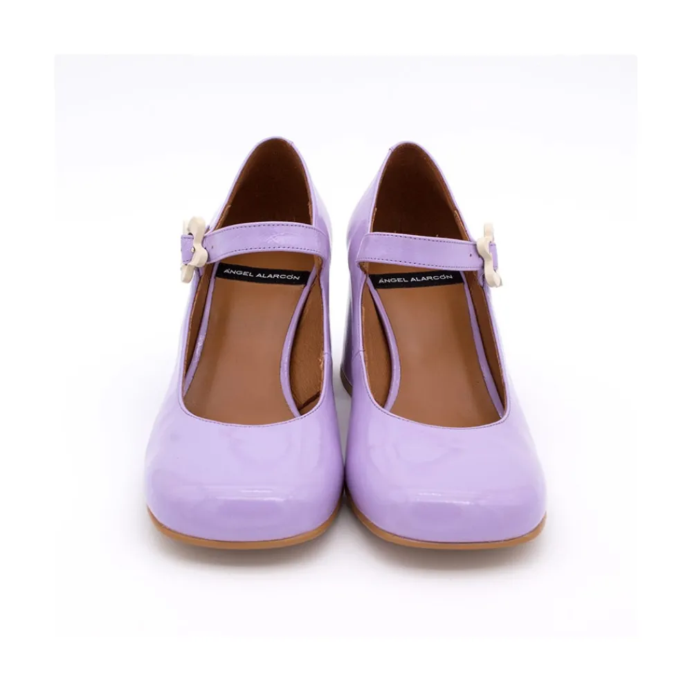 ANGEL ALARCON Jett Flower - Shiny Leather Mary Jane Shoes With Flower Buckle<Vrouwen Mary Jane